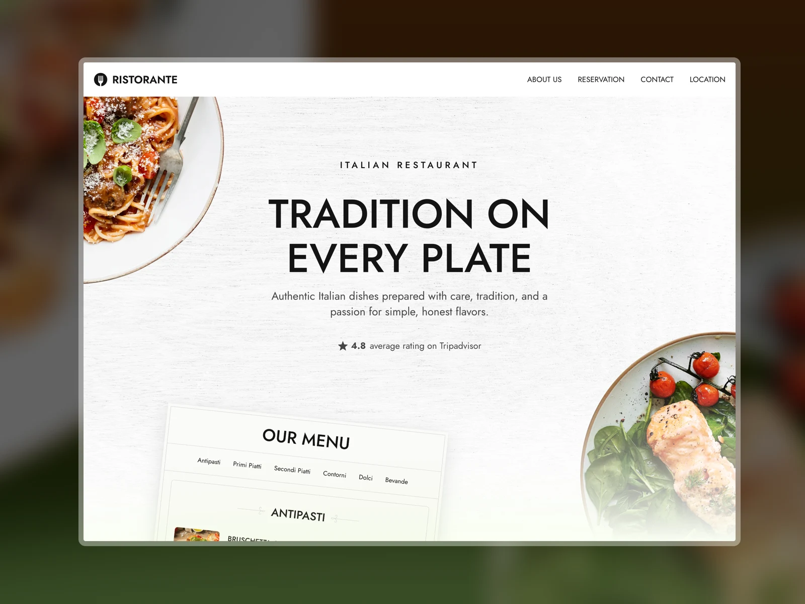 Damir Cosic tarafından hazırlanan gerçek Ristorante Framer şablonu